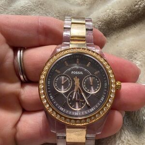 Fossil Two-Tone Crystal Watch